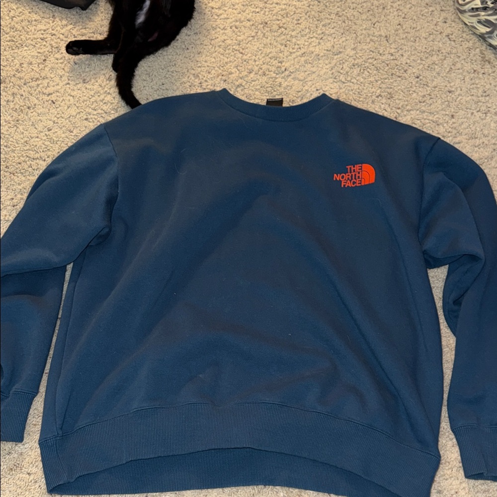 The North Face Blue Sweater with Orange Logo